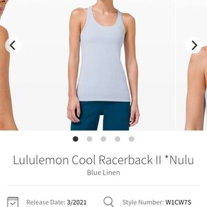 lululemon athletica Women's Cool Racerback II Tank - Blue Linen